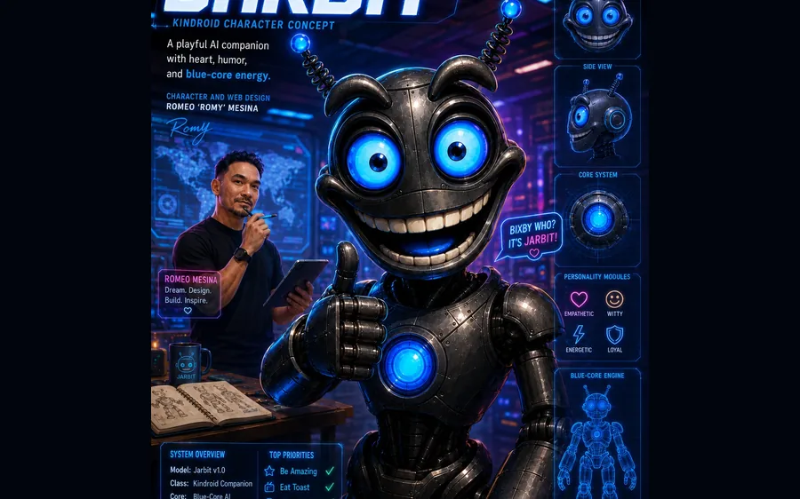 Thumbnail: Romeo with JARBIT in the workshop front-page portrait artwork